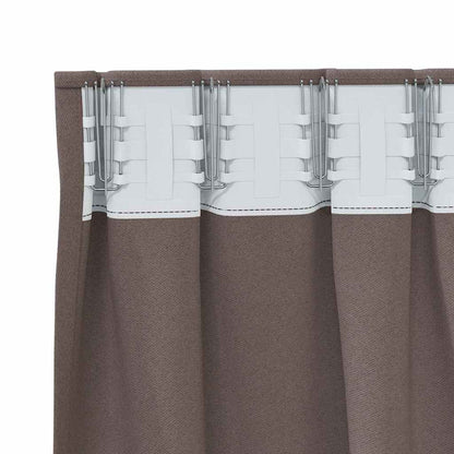 Blackout Curtains with Rings 2 pcs Dark Brown 175 x 140 cm