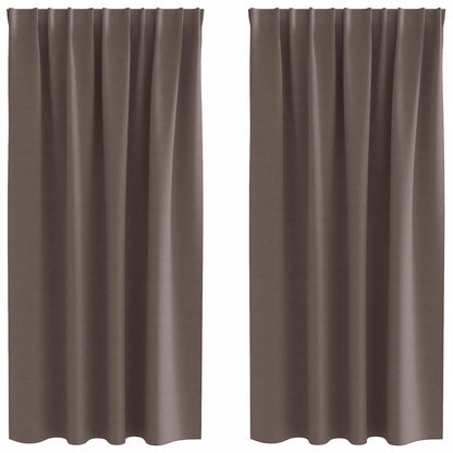 Blackout Curtains with Rings 2 pcs Dark Brown 175 x 140 cm