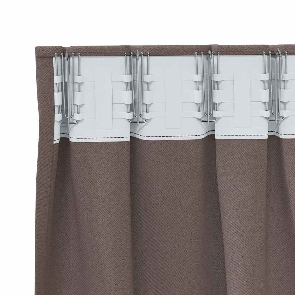 Blackout Curtains with Rings 2 pcs Dark Brown 225 x 140 cm