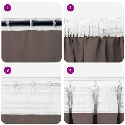 Blackout Curtains with Rings 2 pcs Dark Brown 225 x 140 cm