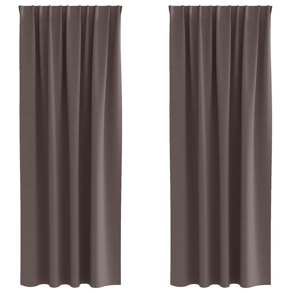 Blackout Curtains with Rings 2 pcs Dark Brown 245 x 140 cm