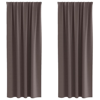 Blackout Curtains with Rings 2 pcs Dark Brown 260 x 140 cm
