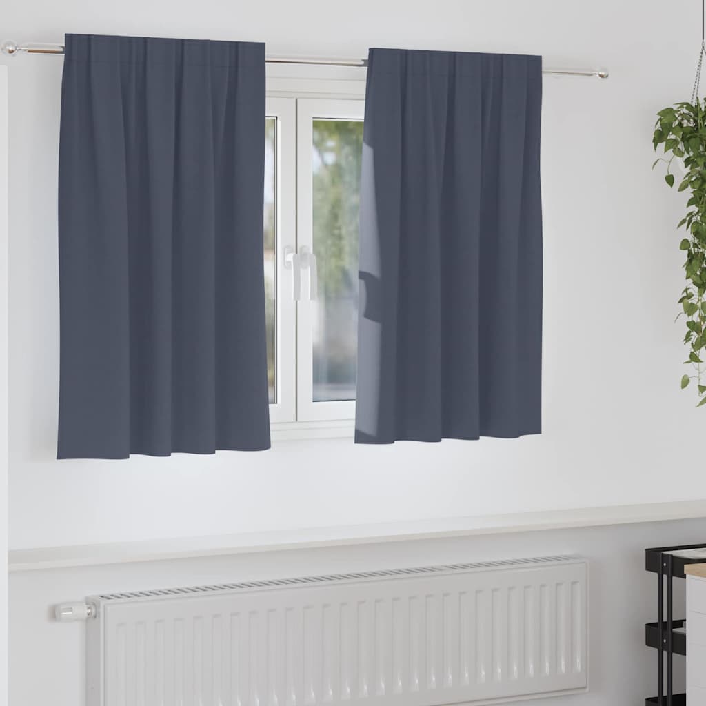 Blackout Curtains with Rings 2 pcs Anthracite 140 x 140 cm