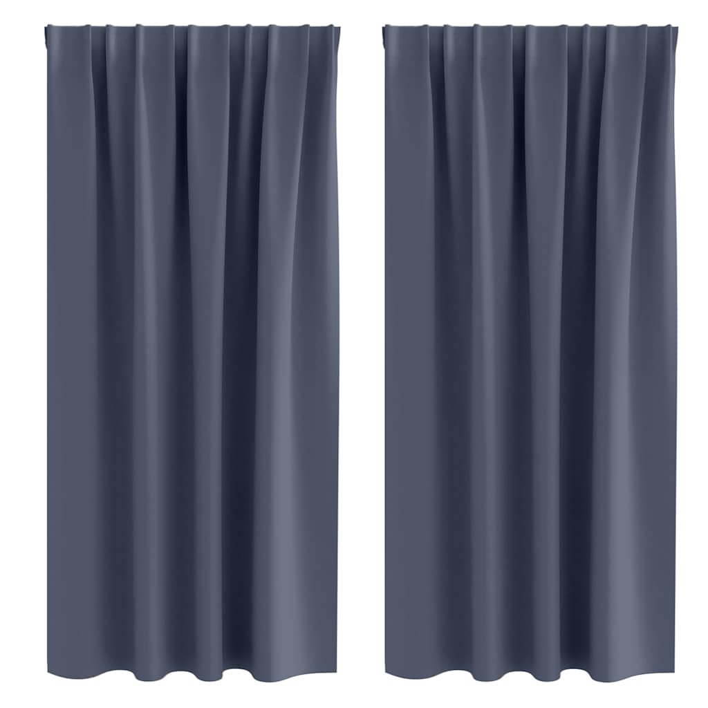 Blackout Curtains with Rings 2 pcs Anthracite 175 x 140 cm
