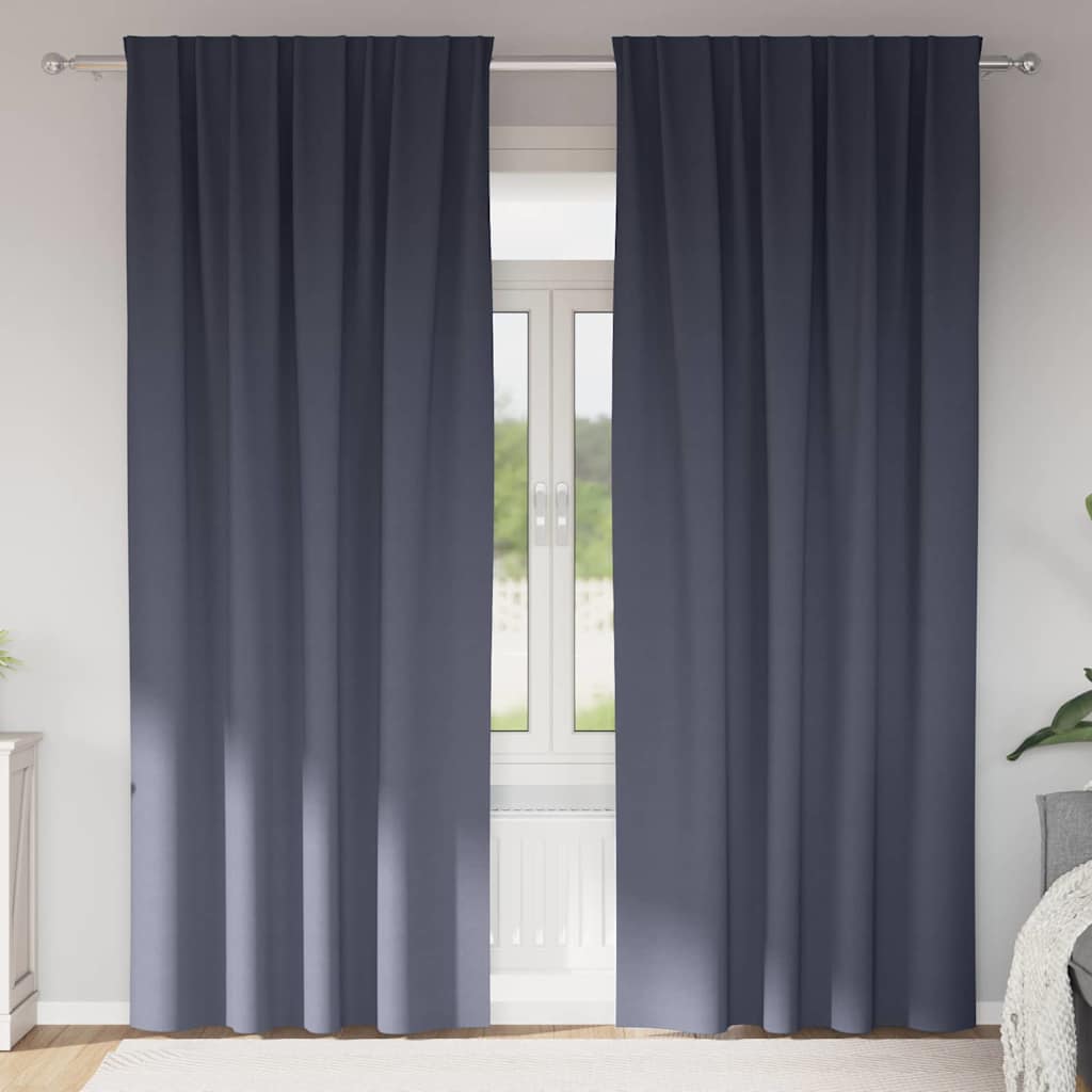 Blackout Curtains with Rings 2 pcs Anthracite 245 x 140 cm