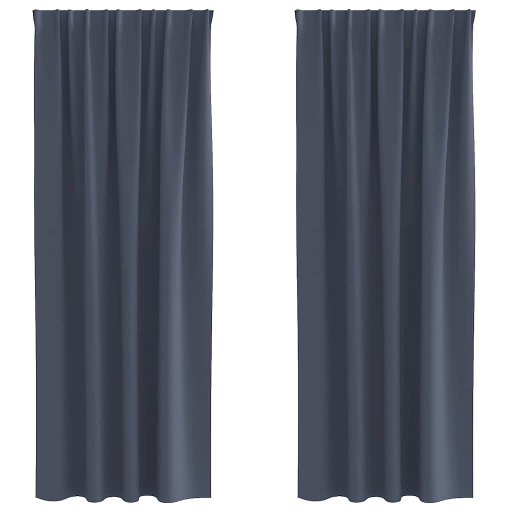 Blackout Curtains with Rings 2 pcs Anthracite 245 x 140 cm
