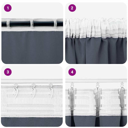 Blackout Curtains with Rings 2 pcs Anthracite 260 x 140 cm