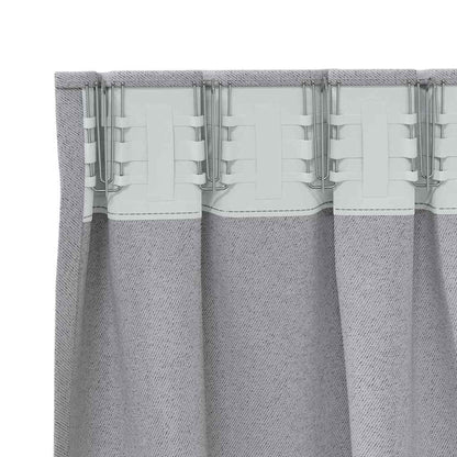 Blackout Curtains with Rings 2 pcs Light Grey 260 x 140 cm