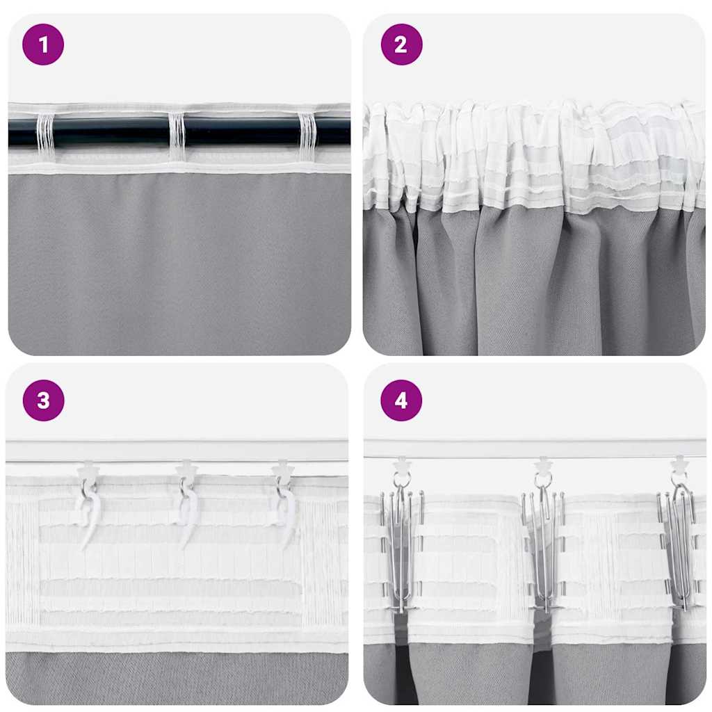 Blackout Curtains with Rings 2 pcs Light Grey 260 x 140 cm