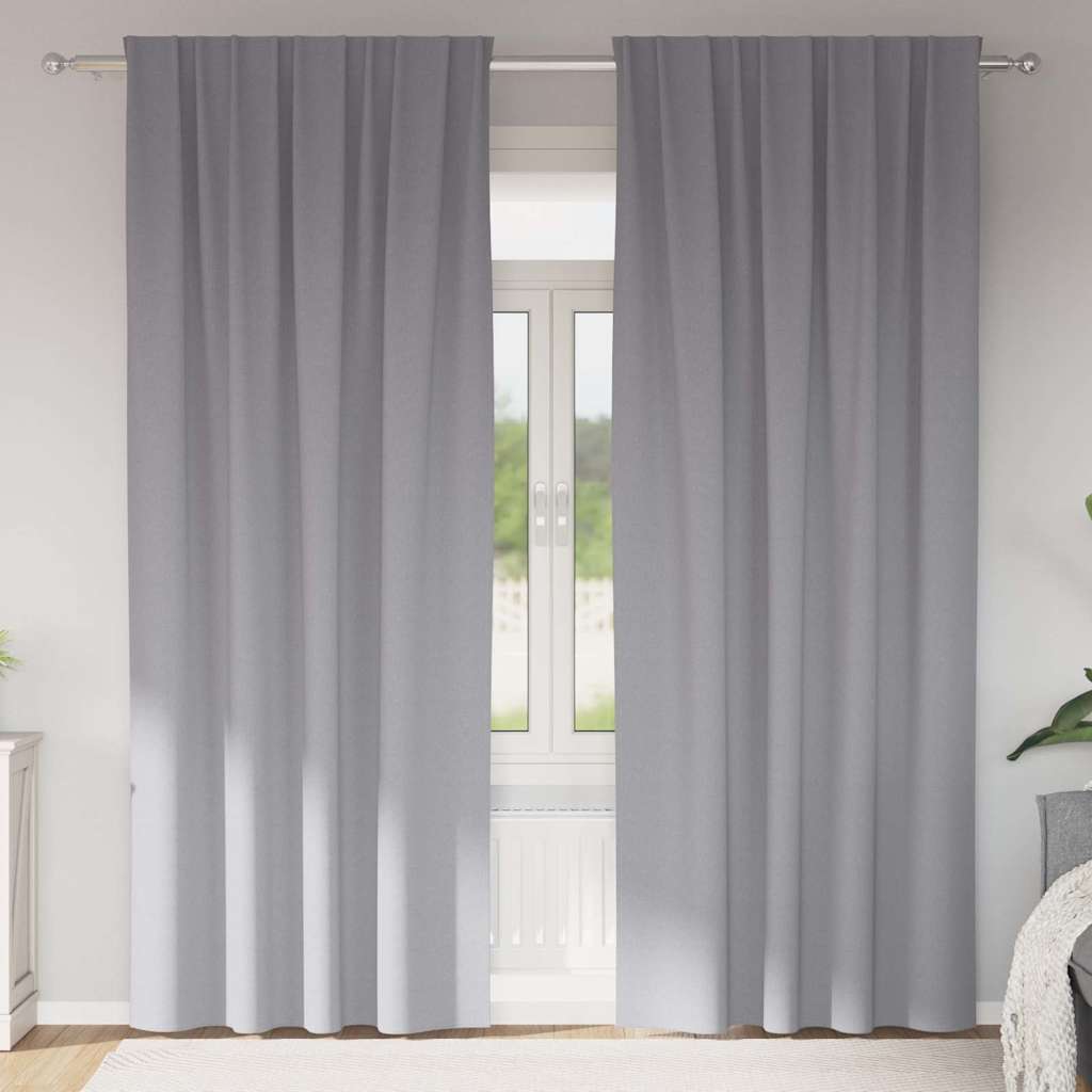 Blackout Curtains with Rings 2 pcs Light Grey 260 x 140 cm