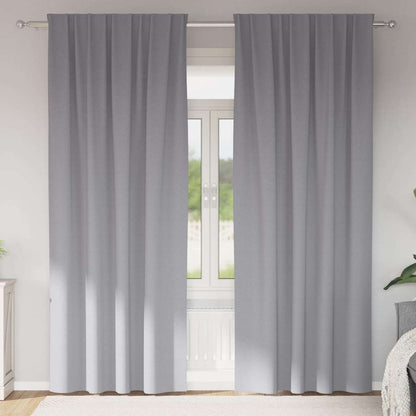 Blackout Curtains with Rings 2 pcs Light Grey 260 x 140 cm