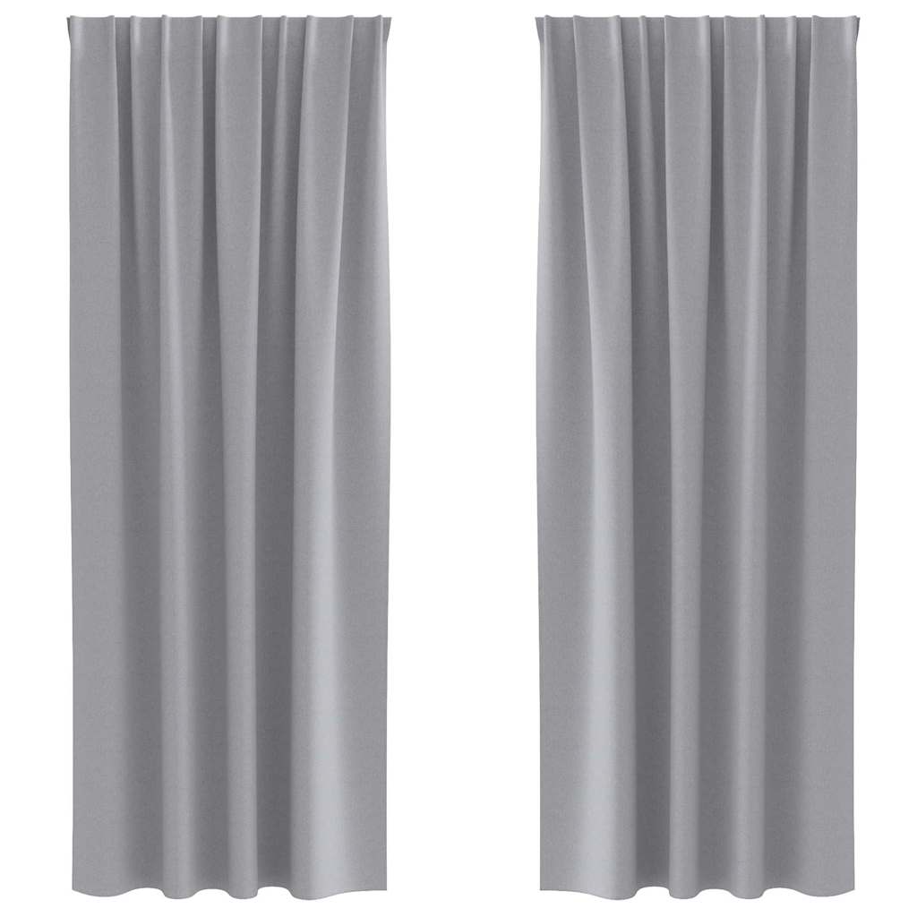 Blackout Curtains with Rings 2 pcs Light Grey 260 x 140 cm
