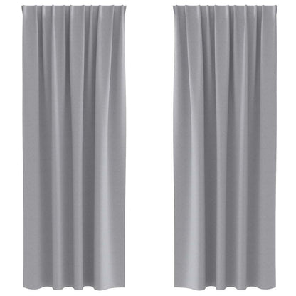Blackout Curtains with Rings 2 pcs Light Grey 260 x 140 cm