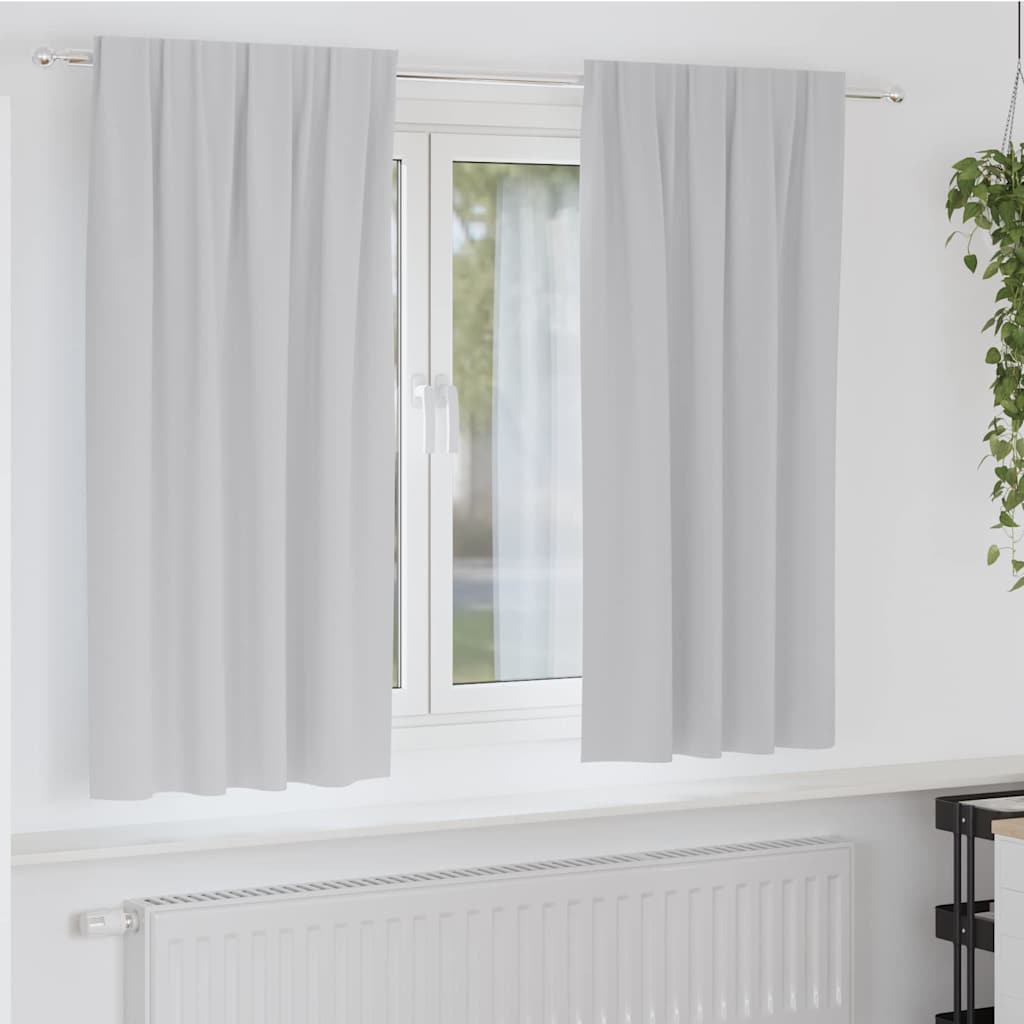 Blackout Curtains with Rings 2 pcs Light Grey 175 x 140 cm