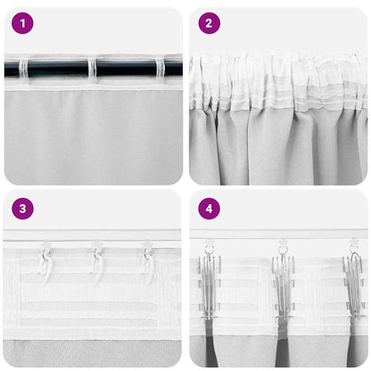 Blackout Curtains with Rings 2 pcs Pale Grey 260 x 140 cm