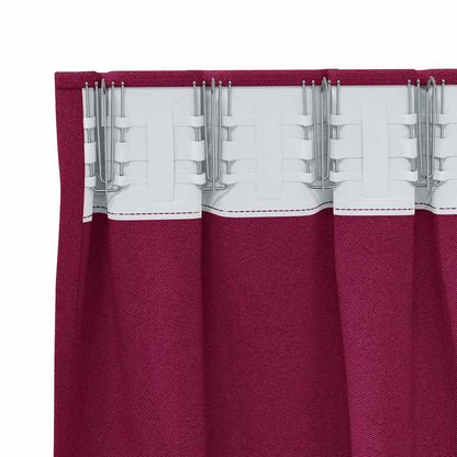 Blackout Curtains with Rings 2 pcs Wine Red 140 x 140 cm