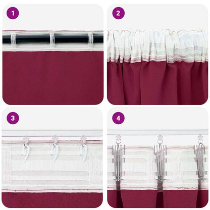 Blackout Curtains with Rings 2 pcs Wine Red 140 x 140 cm