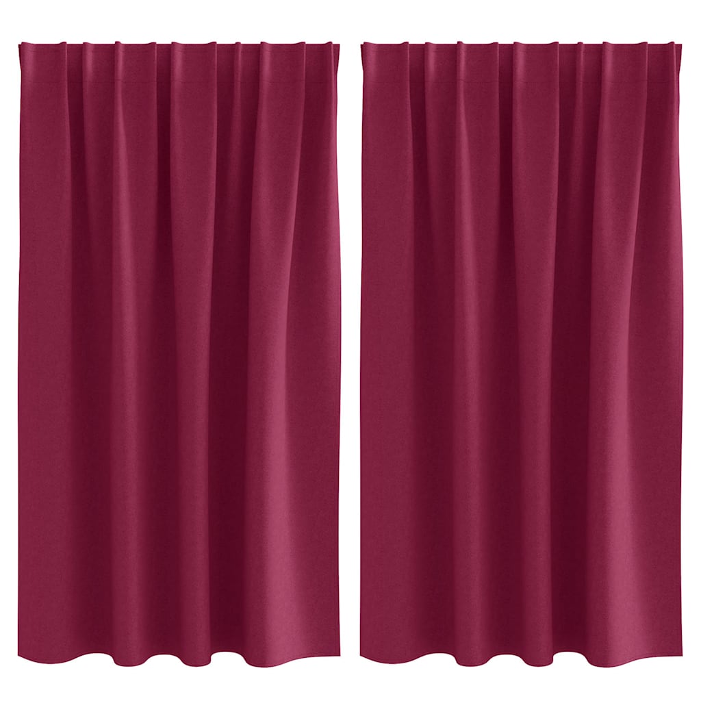 Blackout Curtains with Rings 2 pcs Wine Red 140 x 140 cm