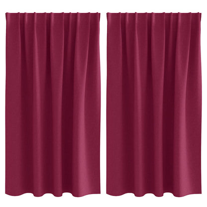Blackout Curtains with Rings 2 pcs Wine Red 140 x 140 cm