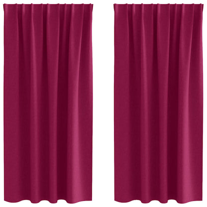 Blackout Curtains with Rings 2 pcs Wine Red 175 x 140 cm