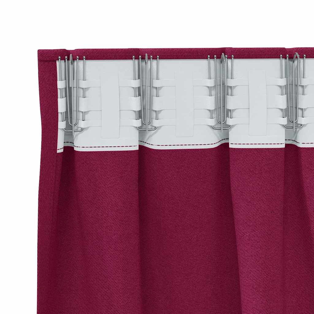 Blackout Curtains with Rings 2 pcs Wine Red 225 x 140 cm