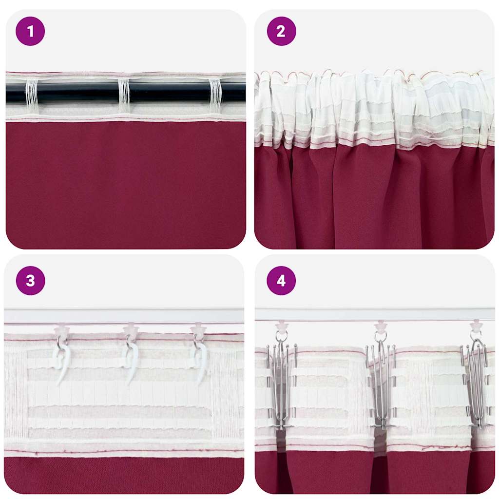 Blackout Curtains with Rings 2 pcs Wine Red 225 x 140 cm