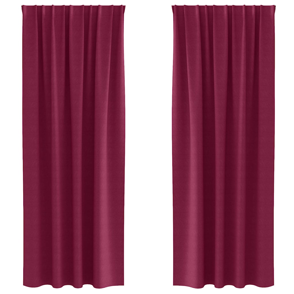 Blackout Curtains with Rings 2 pcs Wine Red 225 x 140 cm