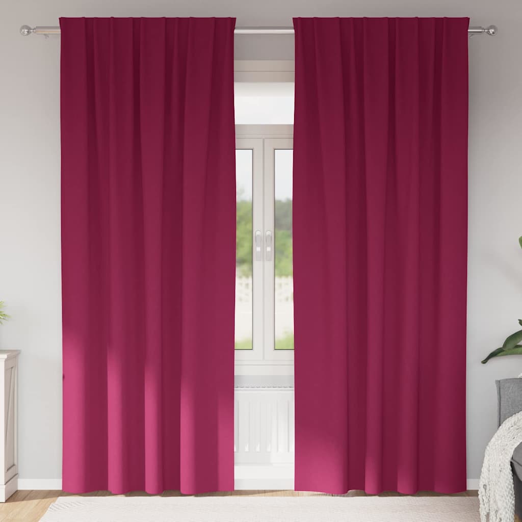 Blackout Curtains with Rings 2 pcs Wine Red 260 x 140 cm