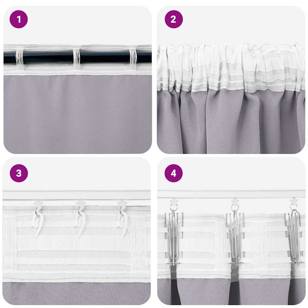 Blackout Curtains with Rings 2 pcs Metal Grey 175 x 140 cm