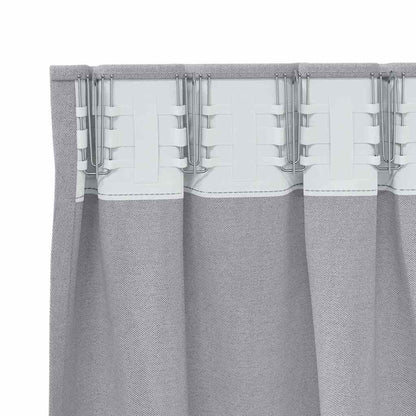 Blackout Curtains with Rings 2 pcs Metal Grey 225 x 140 cm