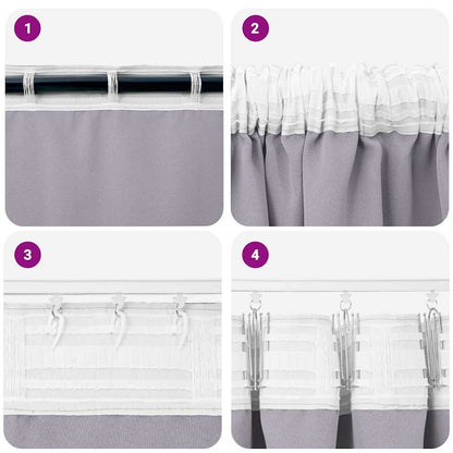 Blackout Curtains with Rings 2 pcs Metal Grey 225 x 140 cm