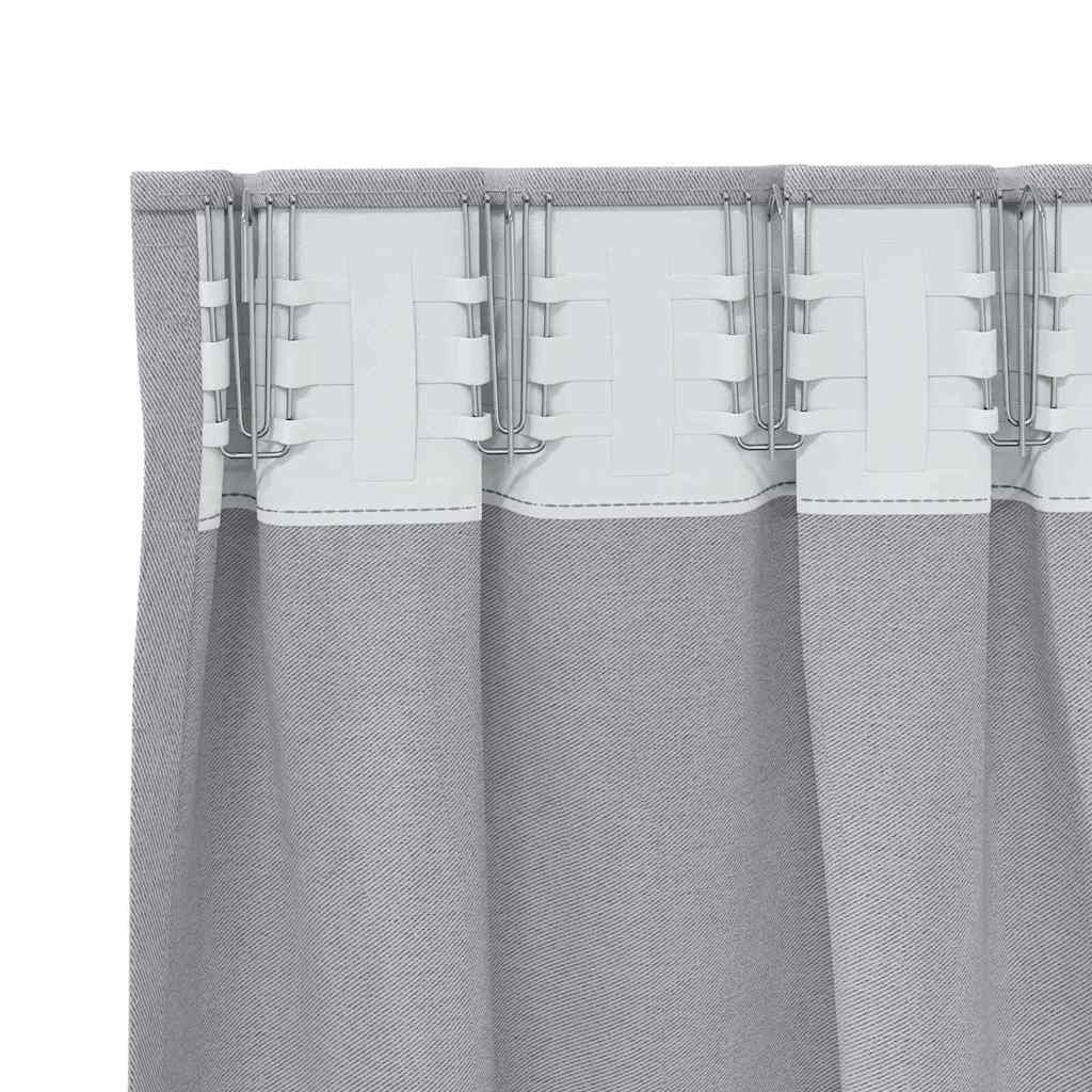 Blackout Curtains with Rings 2 pcs Metal Grey 245 x 140 cm