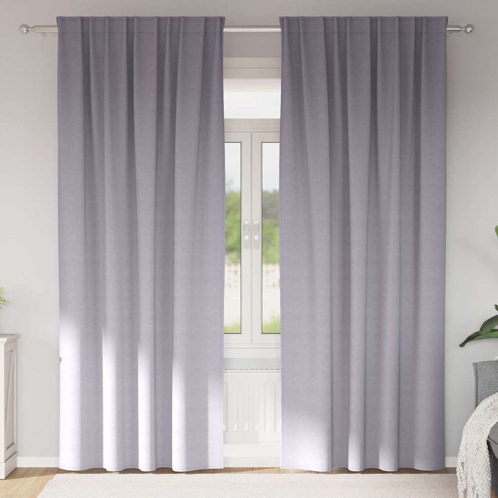 Blackout Curtains with Rings 2 pcs Metal Grey 260 x 140 cm