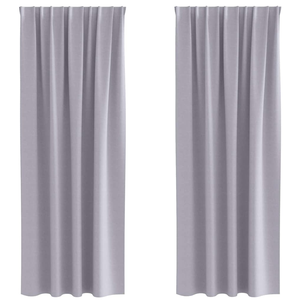 Blackout Curtains with Rings 2 pcs Metal Grey 260 x 140 cm