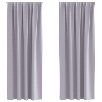Blackout Curtains with Rings 2 pcs Metal Grey 260 x 140 cm