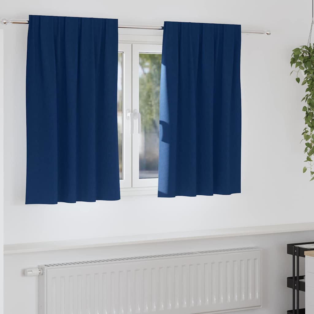 Blackout Curtains with Rings 2 pcs Dark Blue 140 x 140 cm