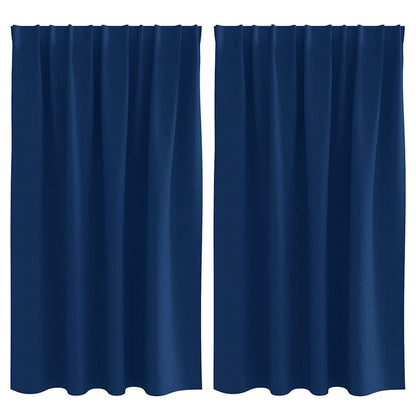 Blackout Curtains with Rings 2 pcs Dark Blue 140 x 140 cm