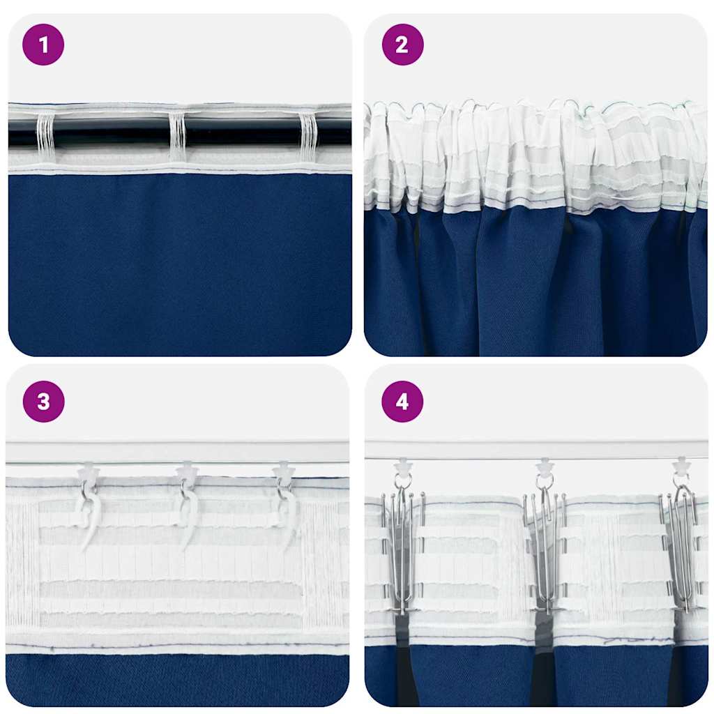 Blackout Curtains with Rings 2 pcs Dark Blue 175 x 140 cm