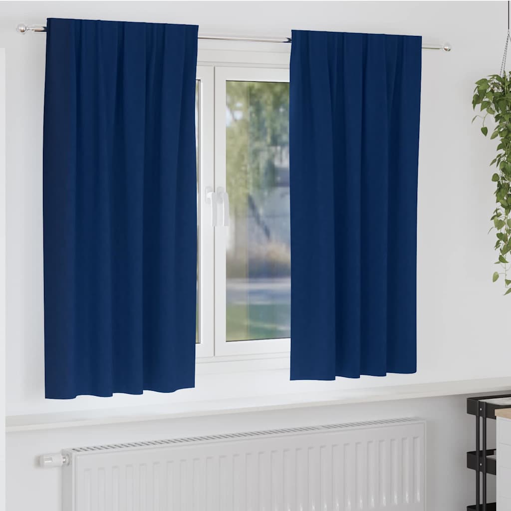 Blackout Curtains with Rings 2 pcs Dark Blue 175 x 140 cm