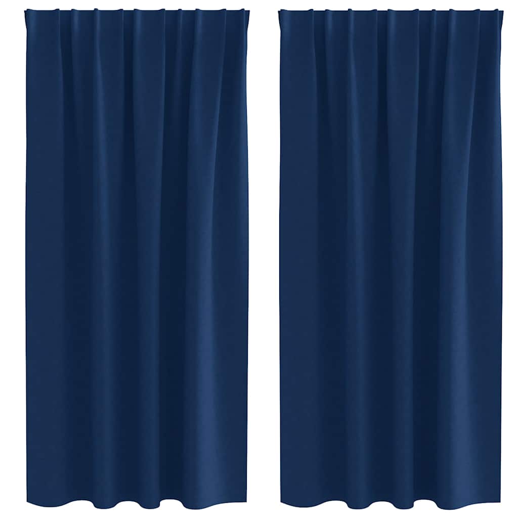 Blackout Curtains with Rings 2 pcs Dark Blue 175 x 140 cm