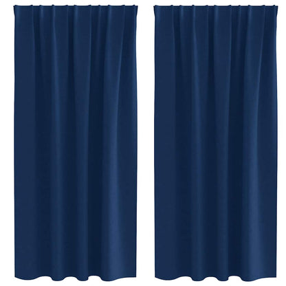 Blackout Curtains with Rings 2 pcs Dark Blue 175 x 140 cm