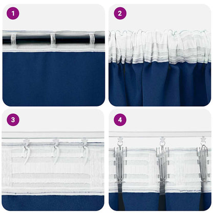 Blackout Curtains with Rings 2 pcs Dark Blue 225 x 140 cm