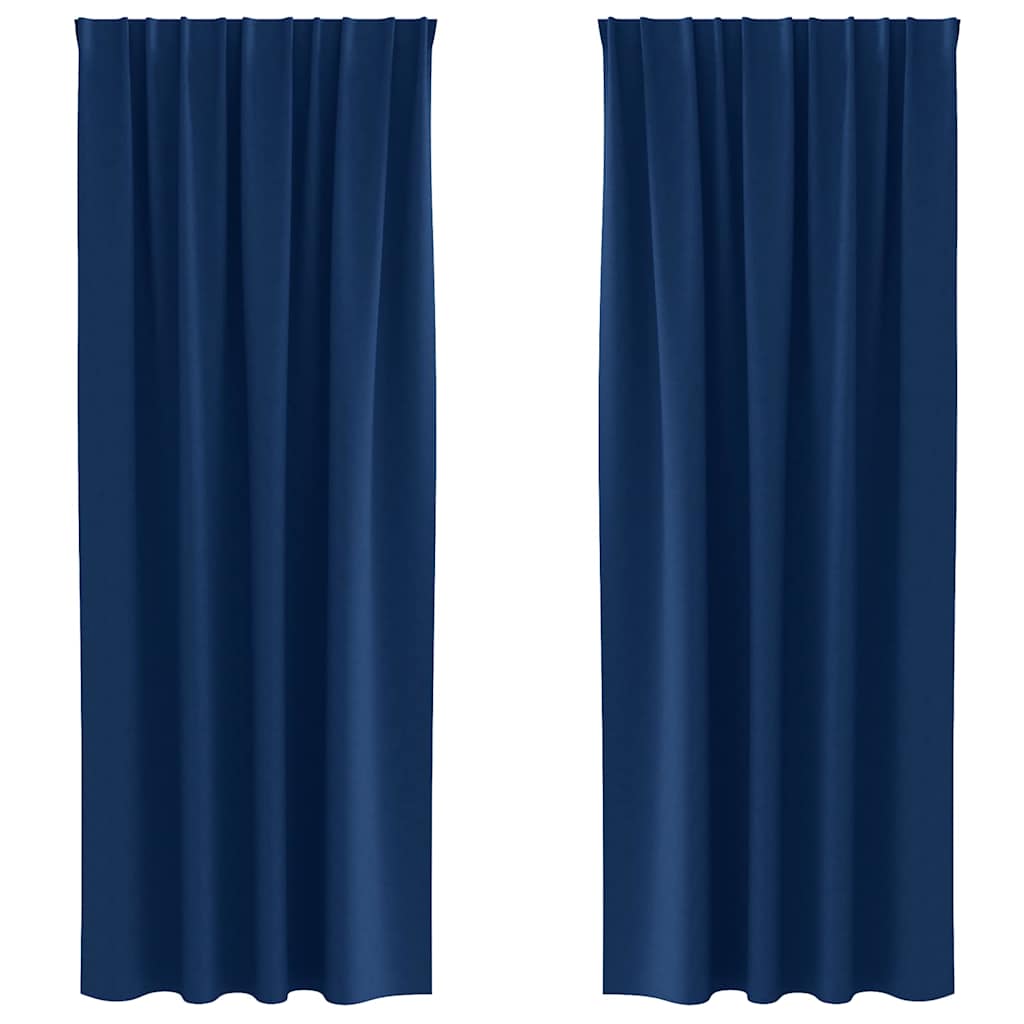 Blackout Curtains with Rings 2 pcs Dark Blue 225 x 140 cm