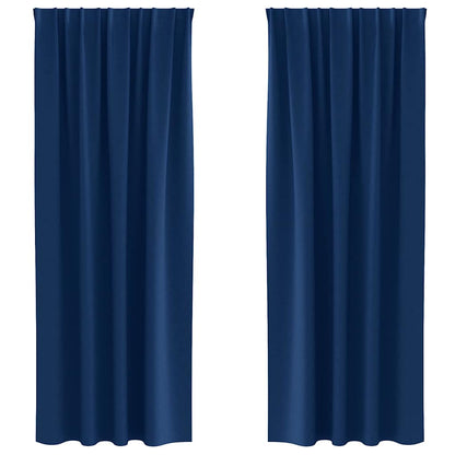 Blackout Curtains with Rings 2 pcs Dark Blue 225 x 140 cm
