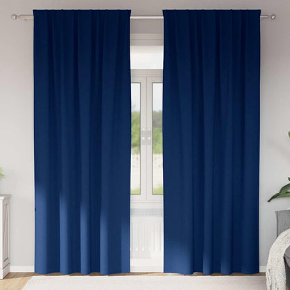 Blackout Curtains with Rings 2 pcs Dark Blue 260 x 140 cm