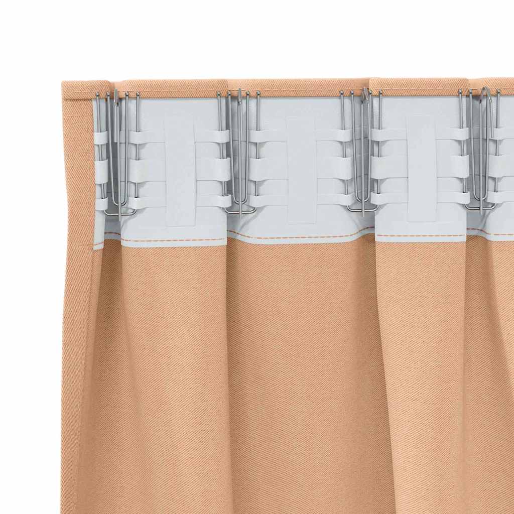Blackout Curtains with Rings 2 pcs Light Brown 140 x 140 cm