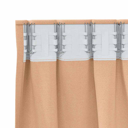 Blackout Curtains with Rings 2 pcs Light Brown 140 x 140 cm