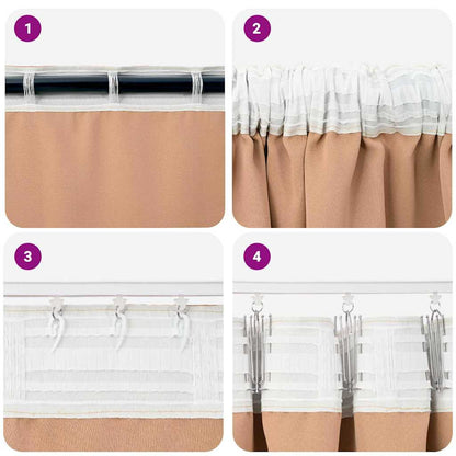 Blackout Curtains with Rings 2 pcs Light Brown 140 x 140 cm