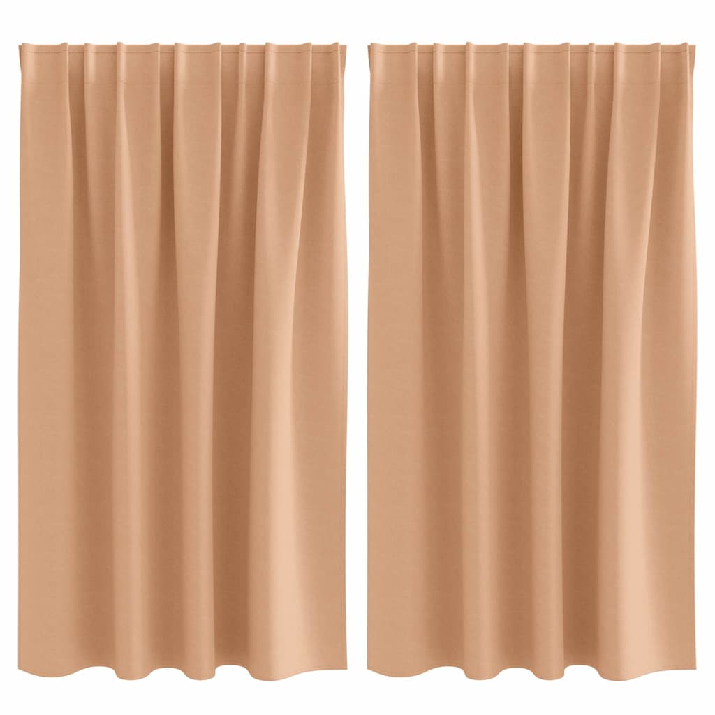 Blackout Curtains with Rings 2 pcs Light Brown 140 x 140 cm