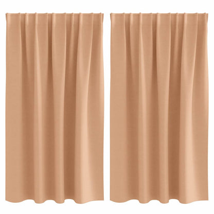 Blackout Curtains with Rings 2 pcs Light Brown 140 x 140 cm